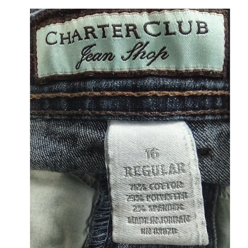 Charter Club Jeans 16 Womens Norm Core Dark Wash Straight Leg‎ Denim Pants Blue - Picture 5 of 9